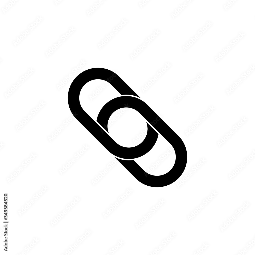flat design of hyperlink chain symbol in black flat design on white background flat design of hyperlink chain symbol in black flat design on white background