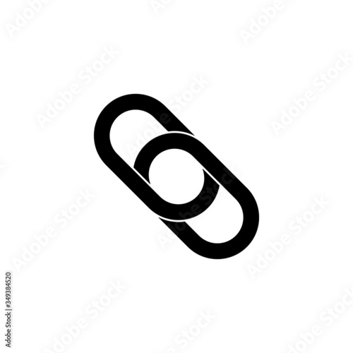 flat design of hyperlink chain symbol in black flat design on white background