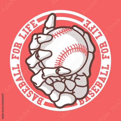 Skeleton hand holding a baseball vector illustration. Sport, team, game, competition design concept