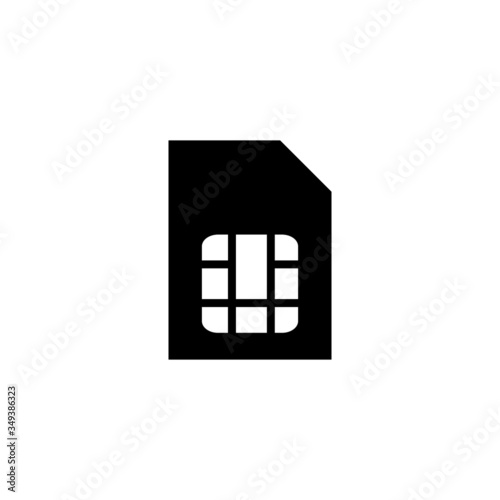 SIM card icon template in black flat design on white background, SIM card symbol vector sign isolated on white background illustration for graphic and web design