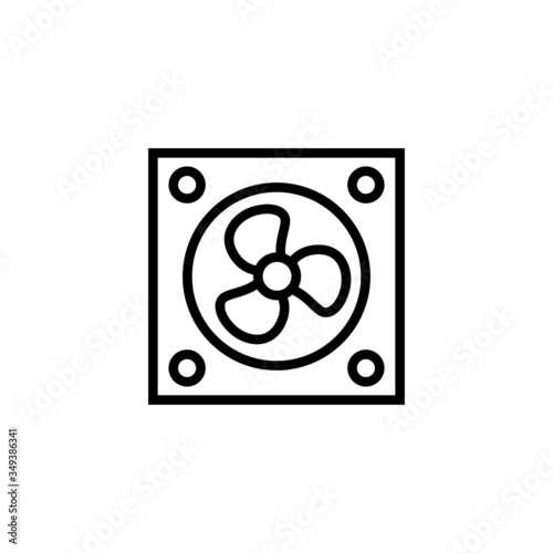 Fan icon template in outline style on white background, Exhaust fan symbol vector sign isolated on white background illustration for graphic and web design