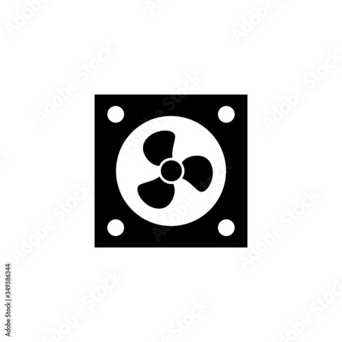 Fan icon template in black flat design on white background, Exhaust fan symbol vector sign isolated on white background illustration for graphic and web design