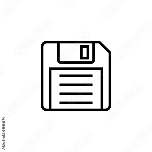 Floppy disk or save icon template in outline style on white background, Floppy disk symbol vector sign isolated on white background illustration for graphic and web design
