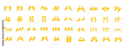 Abstract People Logo Set. Human Figure Isolated On White Background. Icons Collection For Human Success, Celebration Logo, Achievement Symbol And Activity. Different Happy People. Figure Logo, Vector