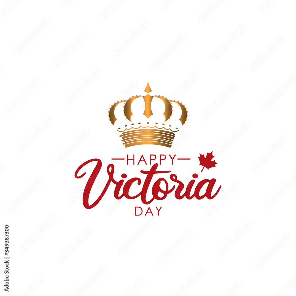 Happy Victoria Day With Crown And Flag Vector For Banner Print