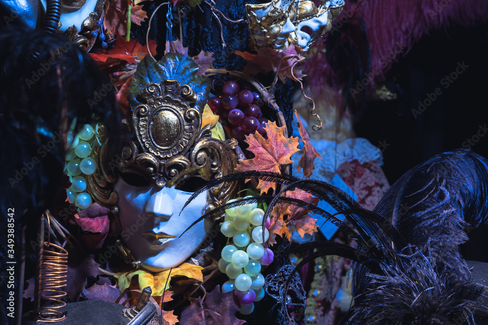 beautiful venetian masks exposed for selling 