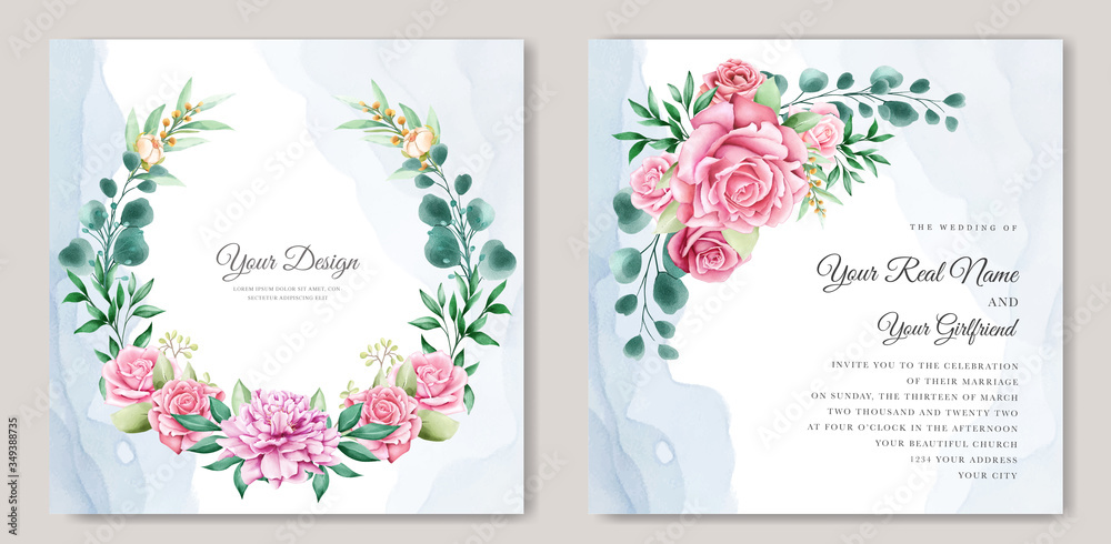 elegant watercolor wedding invitation template
