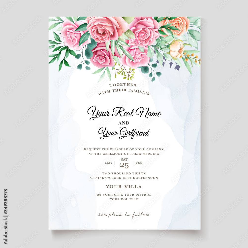 elegant watercolor wedding invitation template