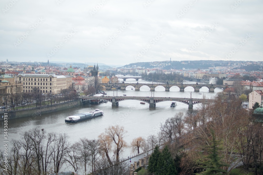 A row of bridges across Vltava in Prague