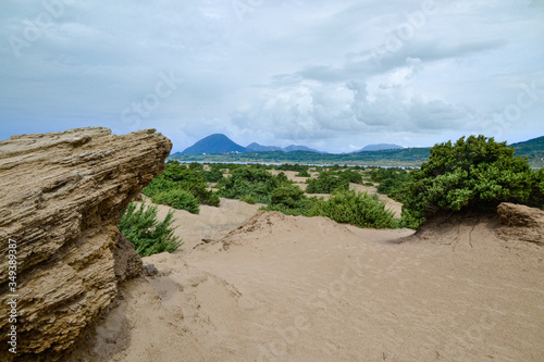 Dunes on the Issos beach, Corfu, Greece photo