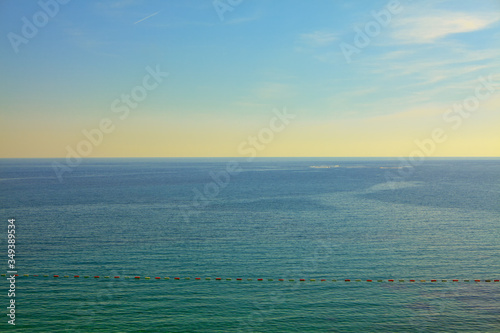 Sea buoy line , calm sea scenery 