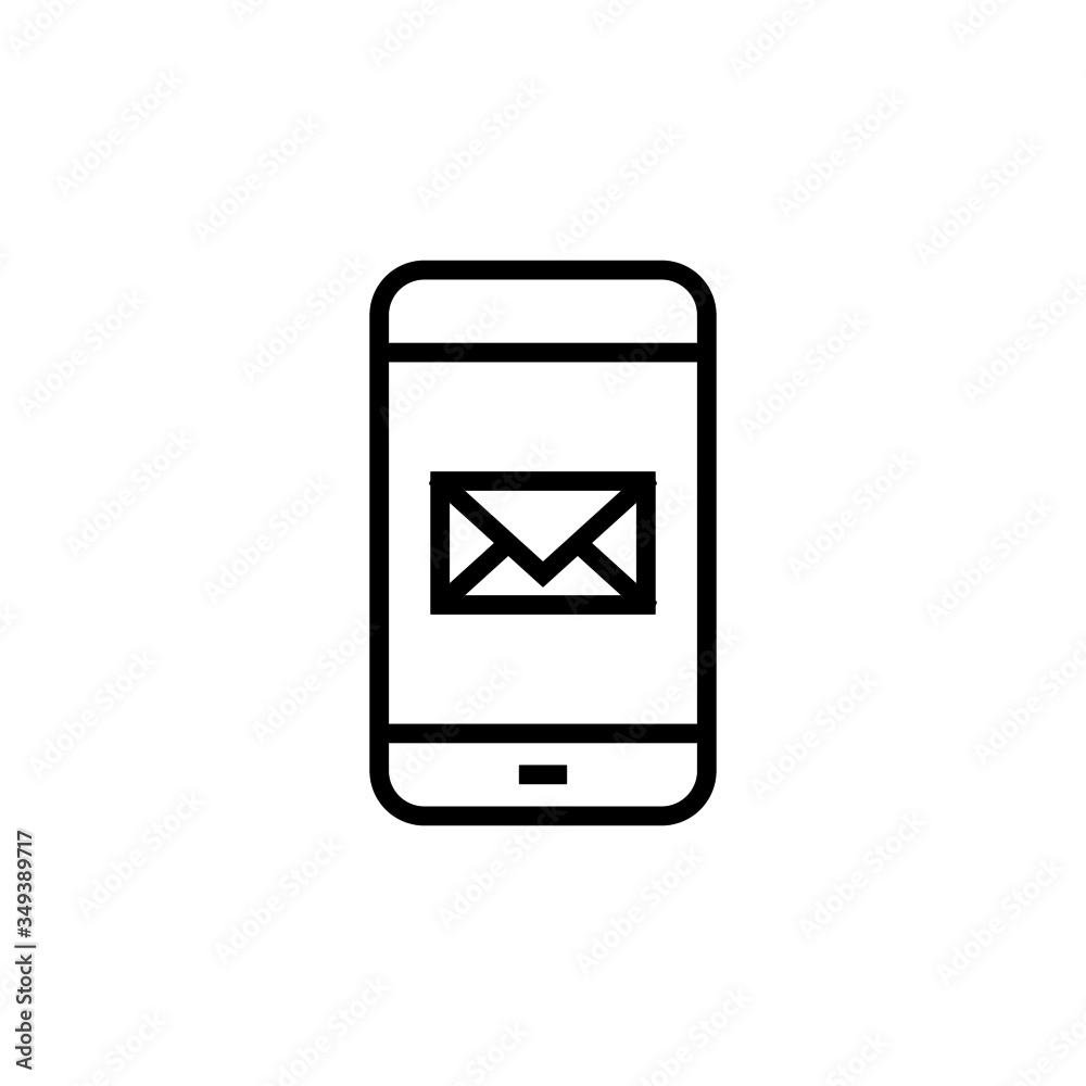 Mobile mail sending icon in outline style on white background, Smartphone mail message vector icon Mobile mail sending icon in outline style on white background, Smartphone mail message vector icon