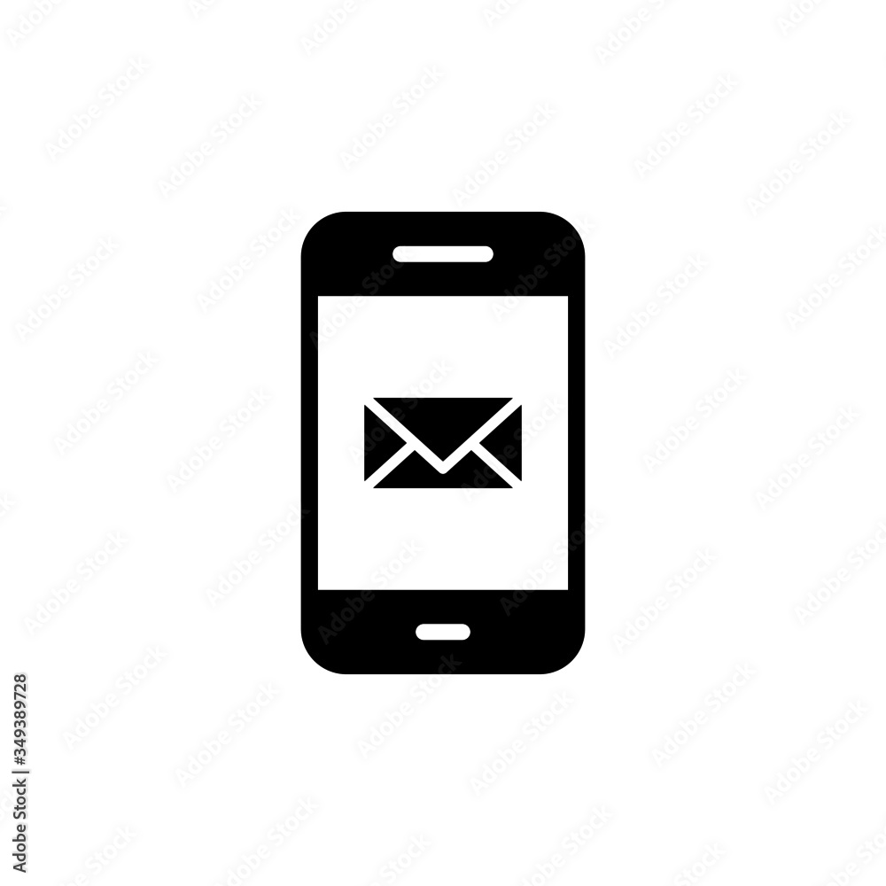 Mobile mail sending icon in black flat design on white background, Smartphone mail message vector icon Mobile mail sending icon in black flat design on white background, Smartphone mail message vector icon