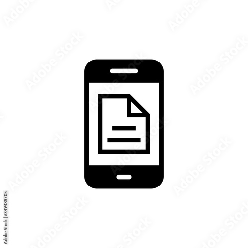 Mobile document line icon, e-learning linear style sign for mobile concept and web design in black flat design on white background, Smartphone with document file outline vector icon