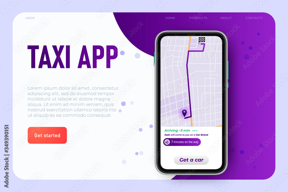 get taxi app illsutration concept, online map on the tablet, GPS on the city map. Isometric website app. Landing web page template get taxi app illsutration concept, online map on the tablet, GPS on the city map. Isometric website app. Landing web page template