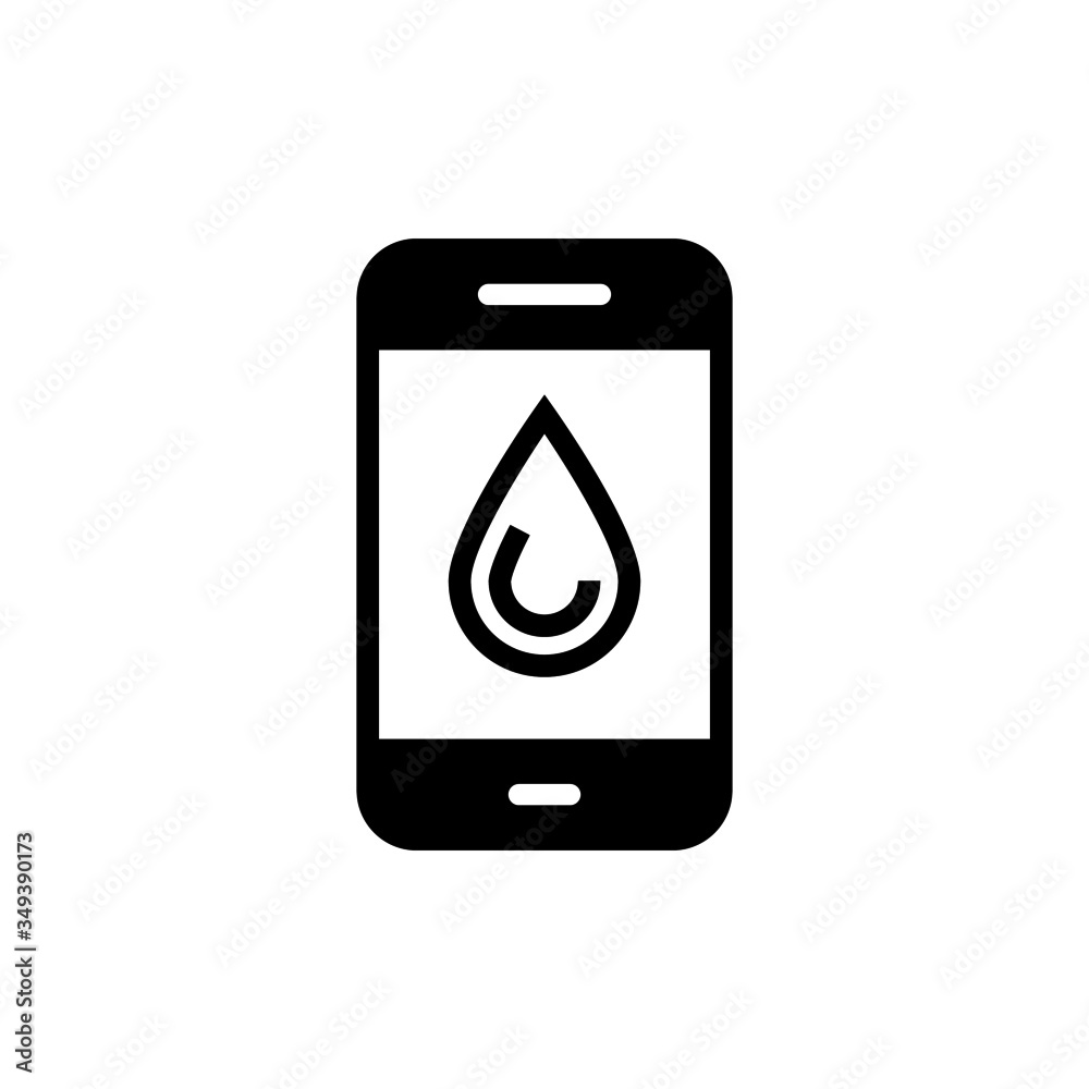 Mobile phone repair service icon in black flat design on white background, sign for mobile concept and web design, Smartphone damaged by water vector icon. Symbol, logo illustration Mobile phone repair service icon in black flat design on white background, sign for mobile concept and web design, Smartphone damaged by water vector icon. Symbol, logo illustration
