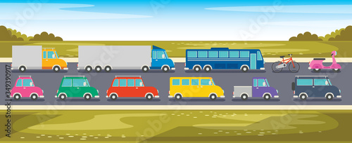 Set Of Various Cartoon Vehicles