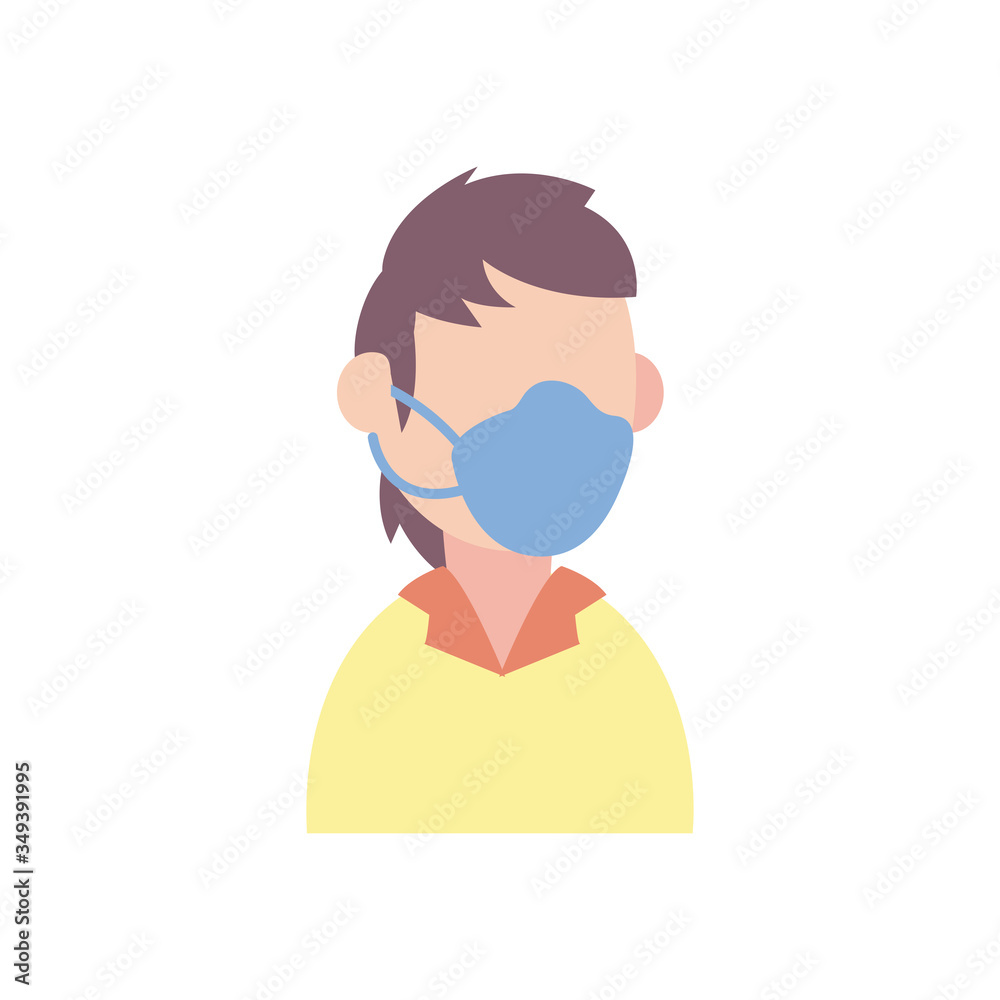 Man avatar with medical mask flat style icon vector design