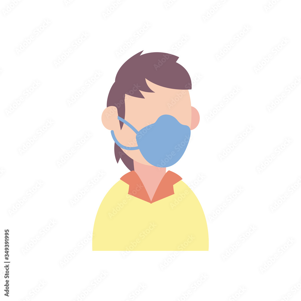 Man avatar with medical mask flat style icon vector design Man avatar with medical mask flat style icon vector design