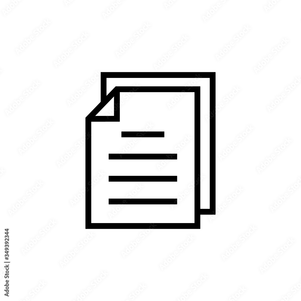 Document vector icon in outline style on white background, Illustration isolated for graphic and web design Document vector icon in outline style on white background, Illustration isolated for graphic and web design
