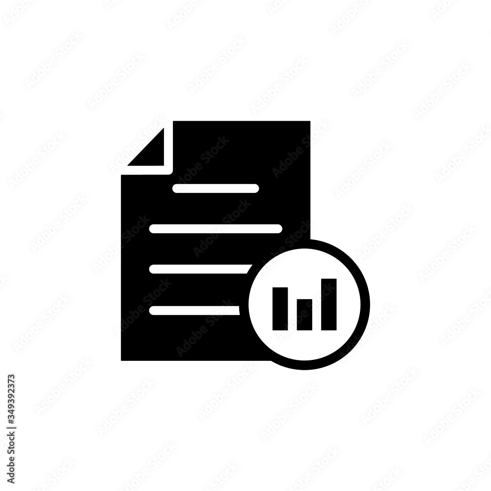 Business document file graph page stats icon in black flat on white background, Vector icon Business document file graph page stats icon in black flat on white background, Vector icon