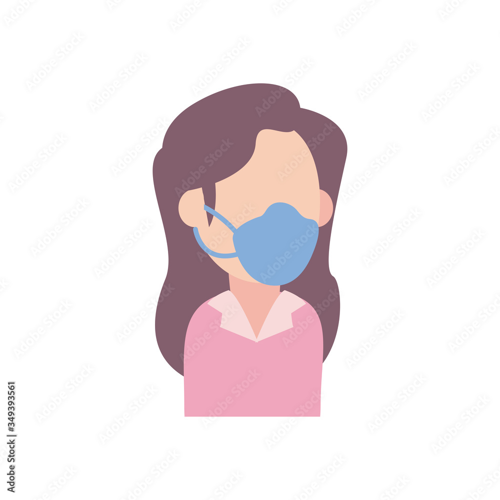 Woman avatar with medical mask flat style icon vector design Woman avatar with medical mask flat style icon vector design