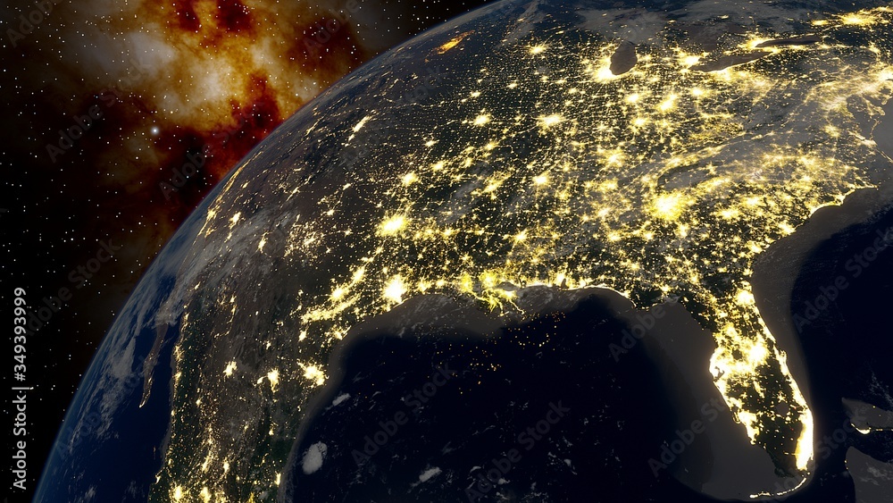 Φωτογραφία realistic united states of america from space, night usa from space, east coast