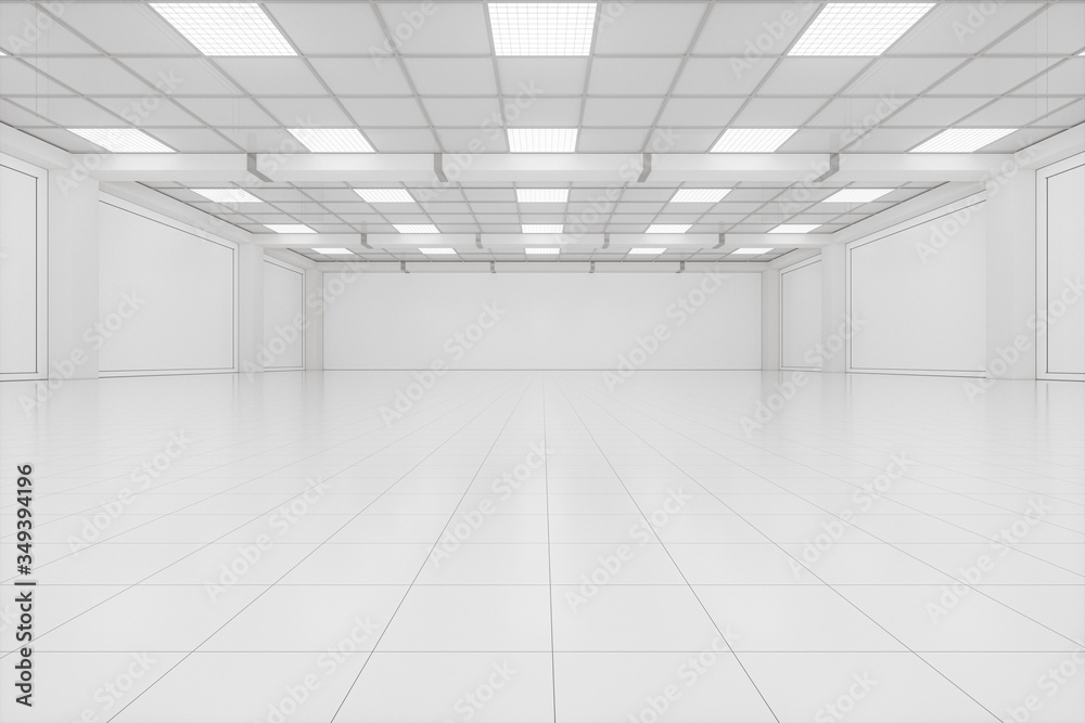 Capacious empty room, business background, 3d rendering.