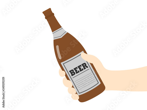 ビール瓶を持つイラスト