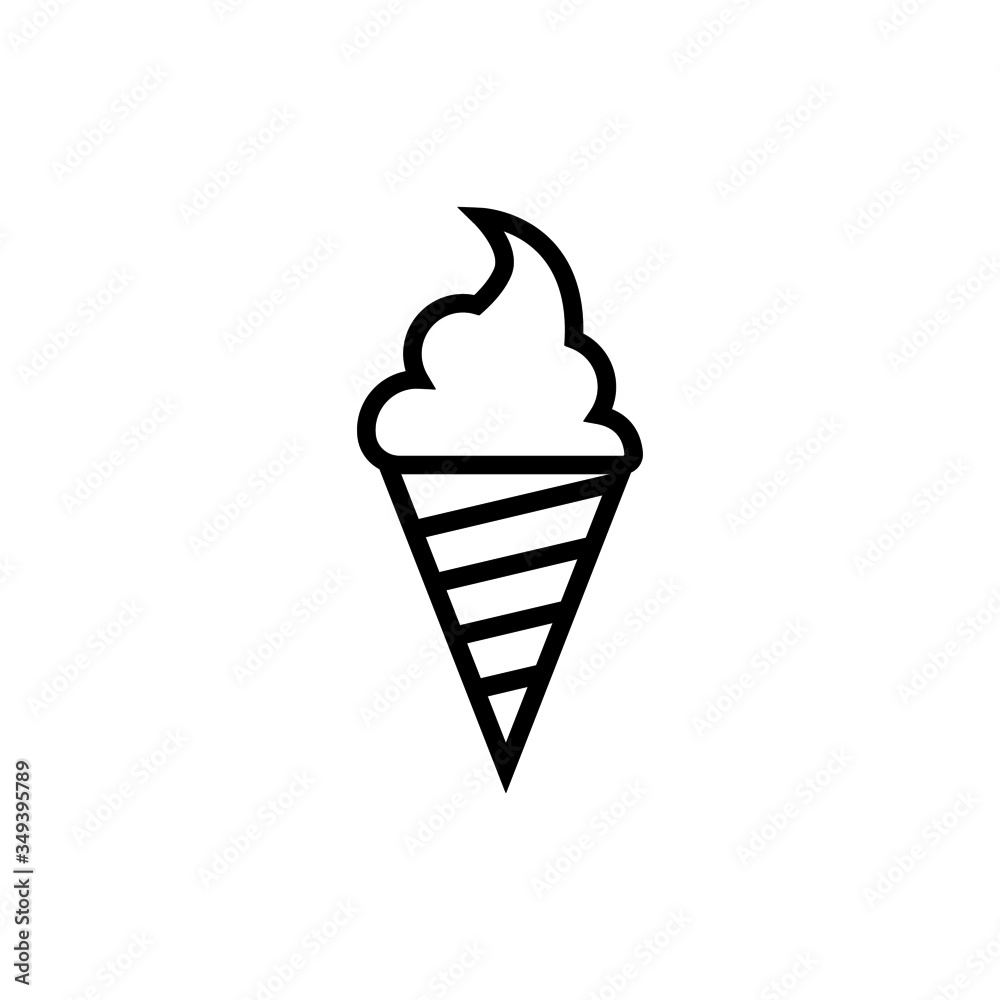 simple design of ice cream icon in outline style design on white background simple design of ice cream icon in outline style design on white background