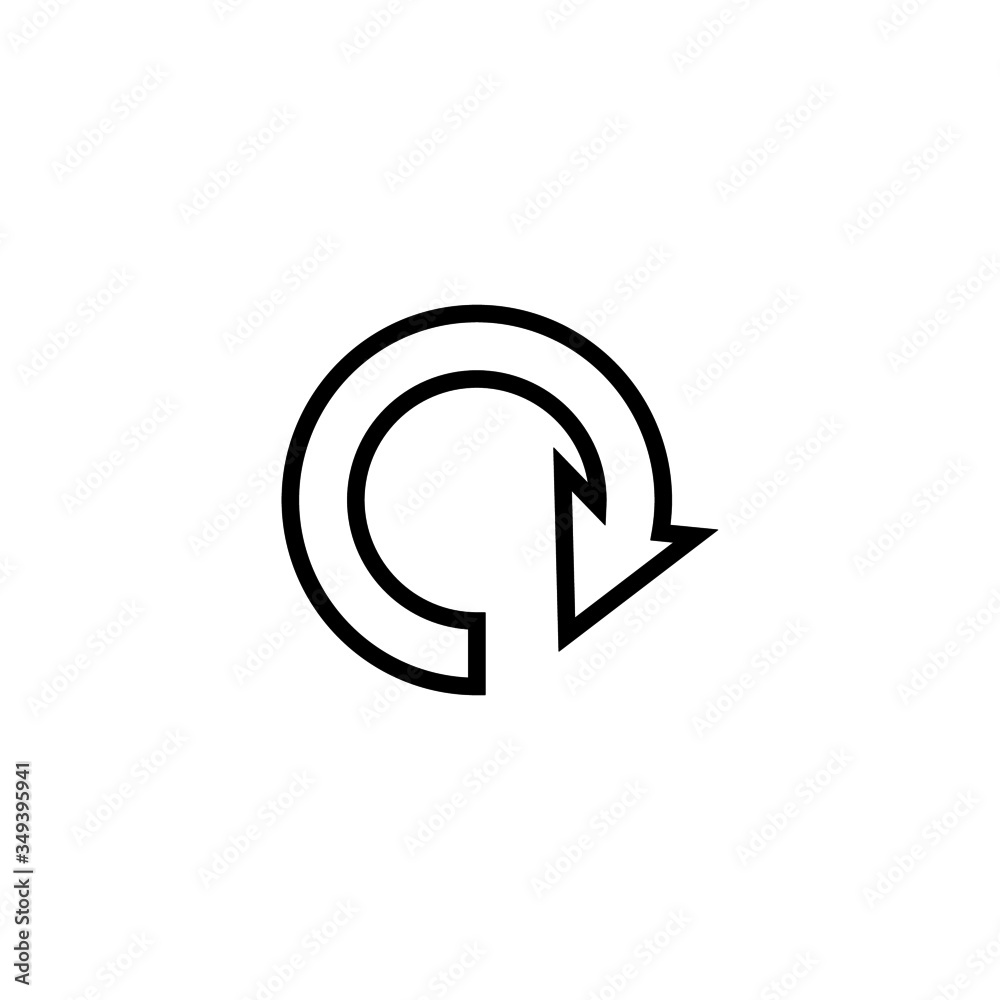 Rotation icon vector, Repeat or reload symbol icon illustration in outline style design on white background Rotation icon vector, Repeat or reload symbol icon illustration in outline style design on white background