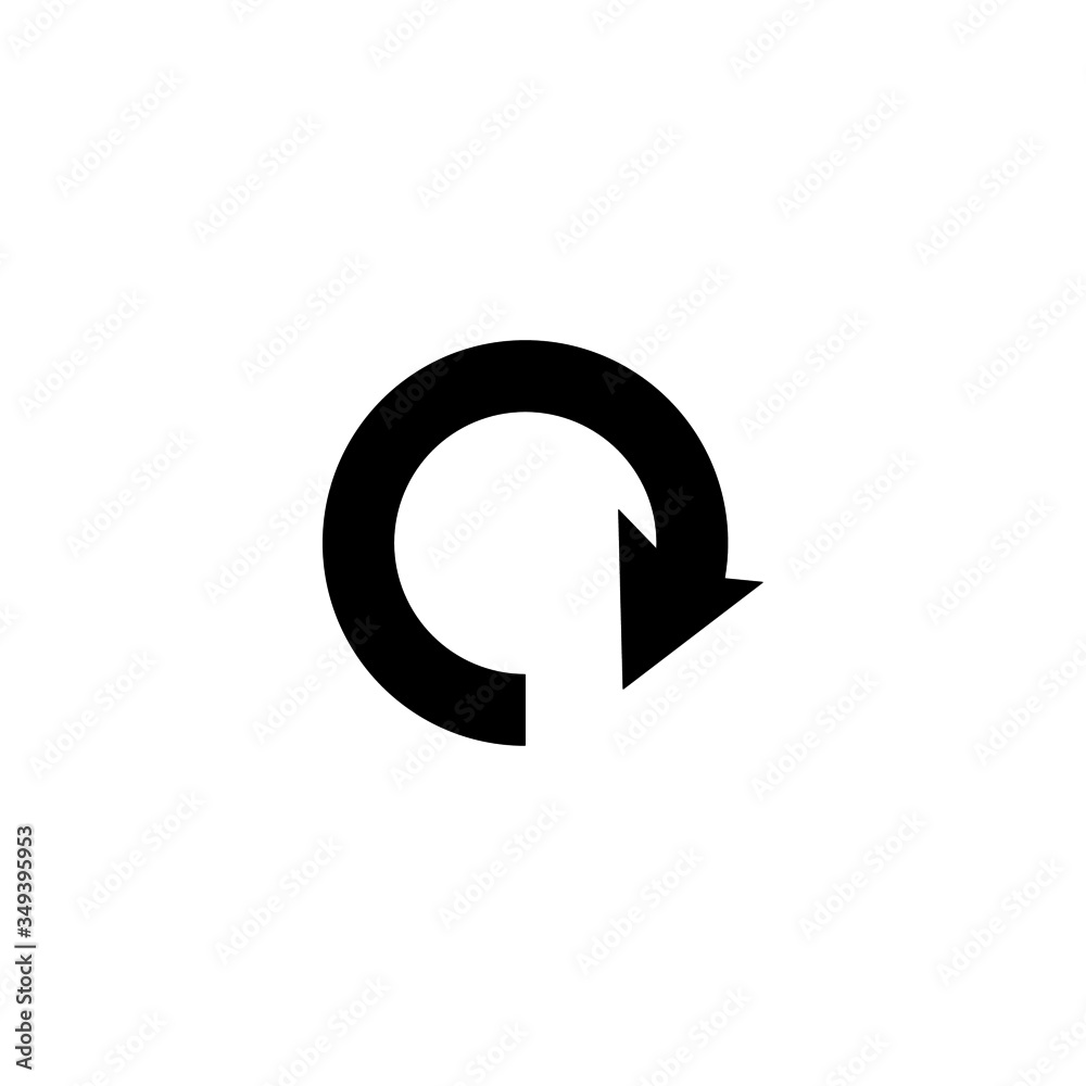 Rotation icon vector, Repeat or reload symbol icon illustration in black flat design on white background Rotation icon vector, Repeat or reload symbol icon illustration in black flat design on white background