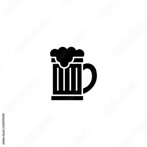 glass beer icon in black flat design on white background