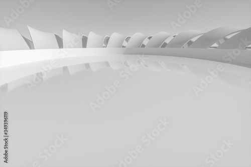 Fototapeta Naklejka Na Ścianę i Meble -  Bright curve architectural structure, 3d rendering.