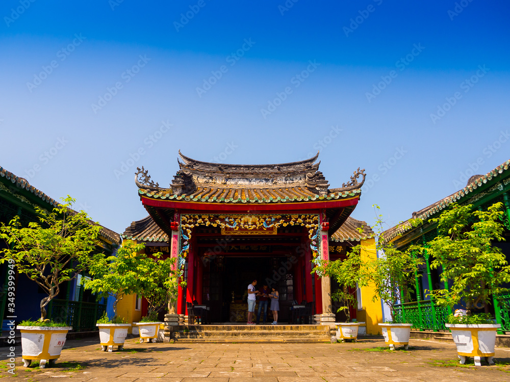 HOIAN, VIETNAM, SEPTEMBER, 04 2017: Beautiful view of the temple at hoian, in a sunny day in Vietnam