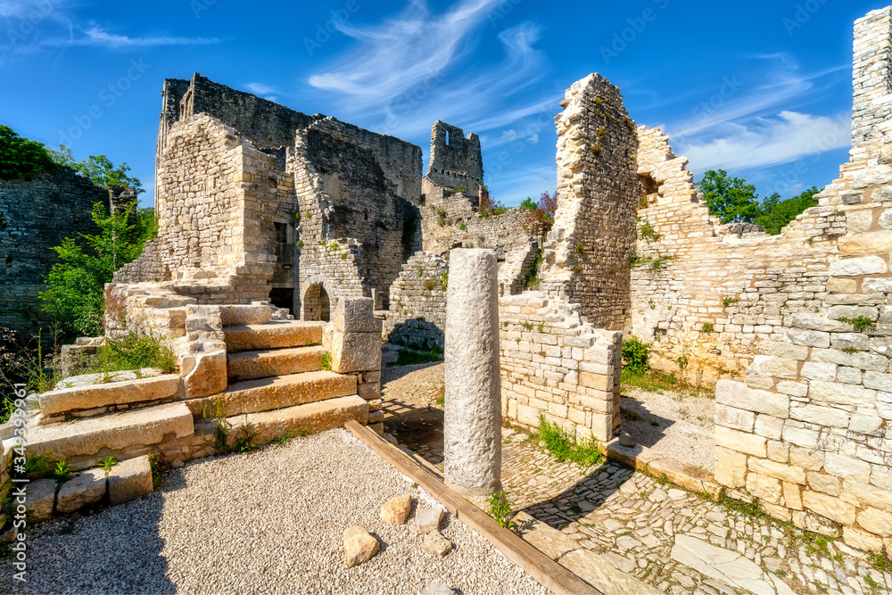 Ruins of Dvigrad. Dvigrad is an abandoned medieval town in central Istria, Croatia.