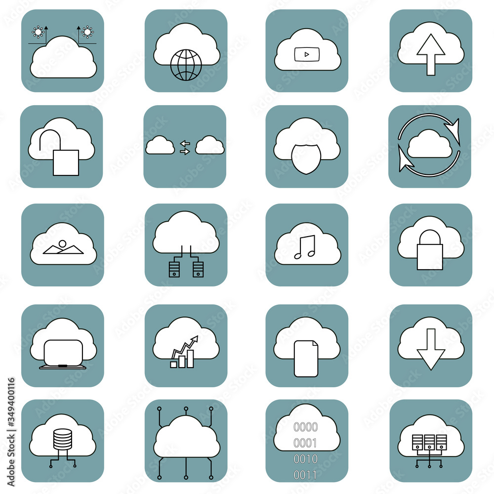 Cloud computing icons set, vector illustration Cloud computing icons set, vector illustration