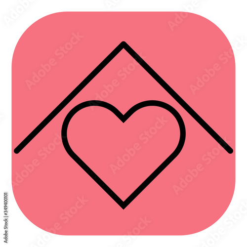 Heart shape in house, stay home, vector illustration