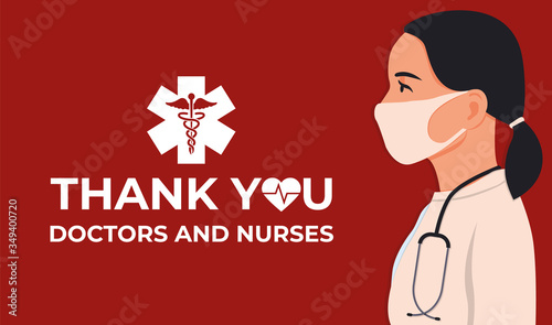 Thank you doctor and Nurses and medical personnel. Vector illustration