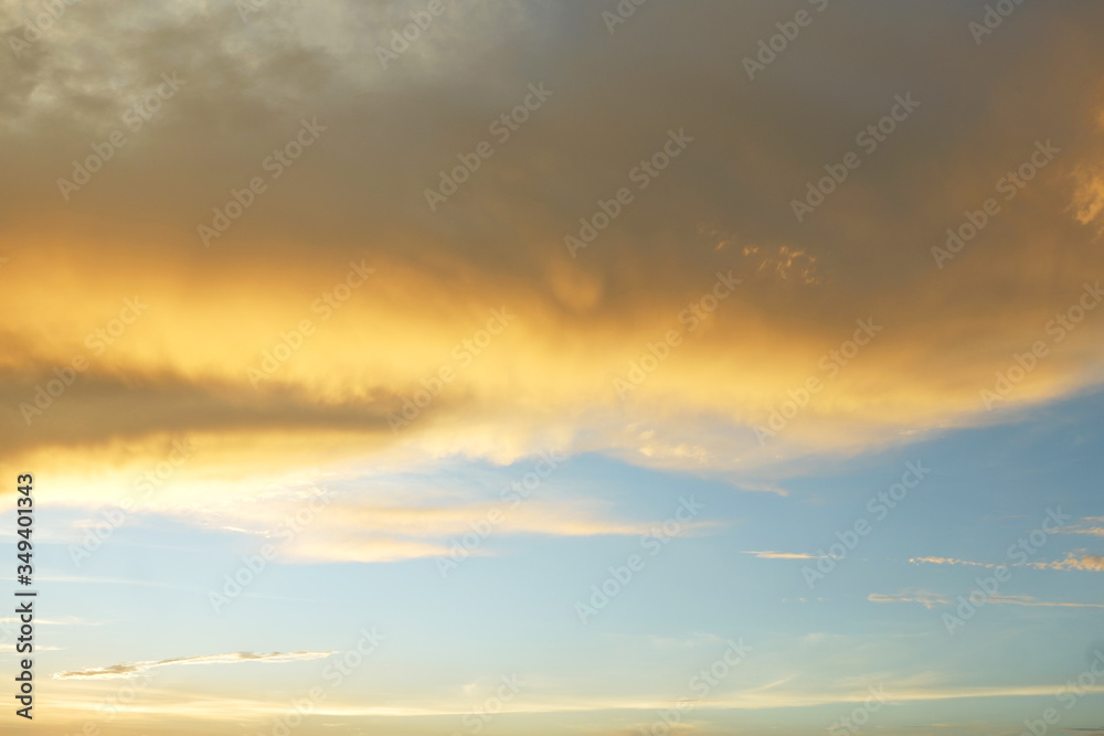 Golden clouds with blue sky.