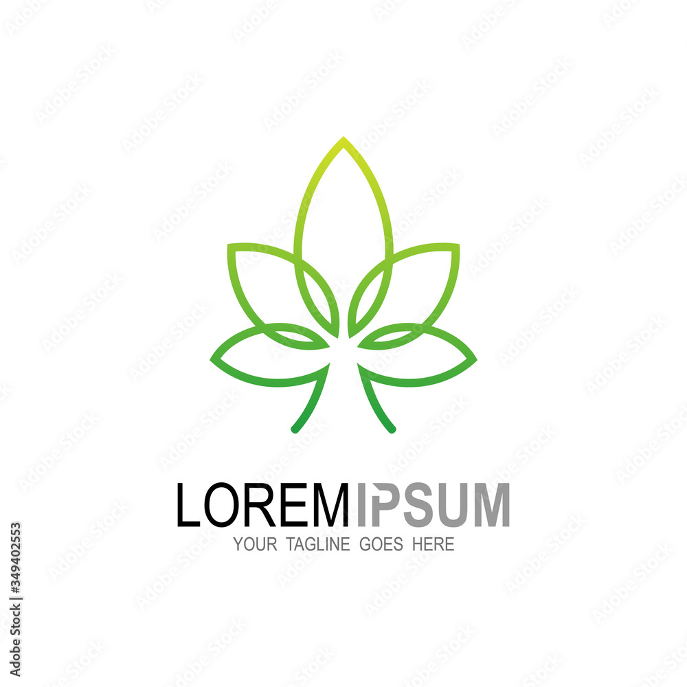 Tree logo with simple design vector, leaf logo, tea icon