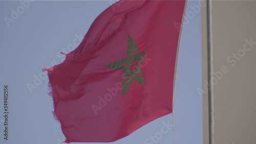 Morocco flag in real full HD slow motion. 100 fps. Part3 photo