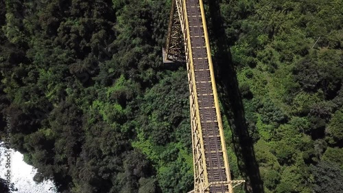 Malleco Viaduct, Chile. Cinematic Aerial View of Railway Bridge From 19th Century, Now National Monument photo