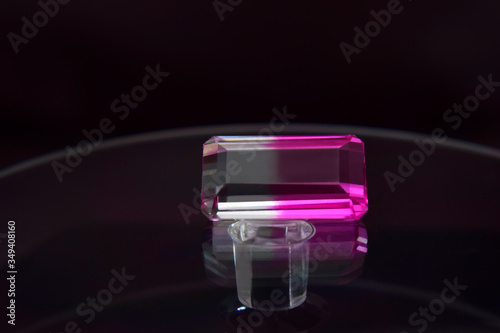 .Pink gemstone.That is beautiful color.With a clear, clear sparkle placed on the glass For making jewelry © Diamon jewelry
