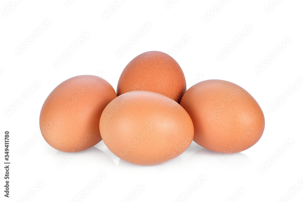 four chicken eggs isolated on white background four chicken eggs isolated on white background