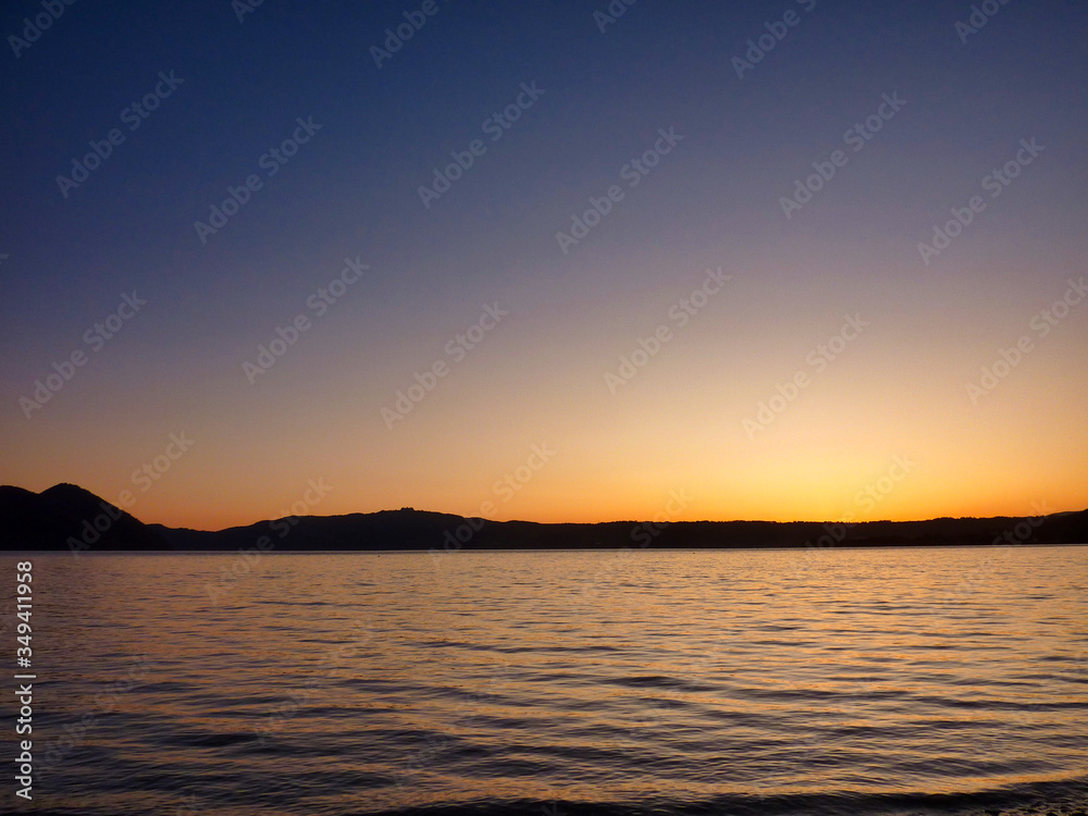 夕焼け, 洞爺湖, 日没, 太陽, 空, 雲, 風景, 自然, 湖,