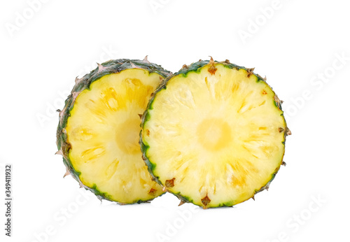 sliced pineapple isolated on white background