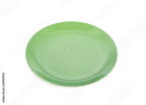 green plate on white background