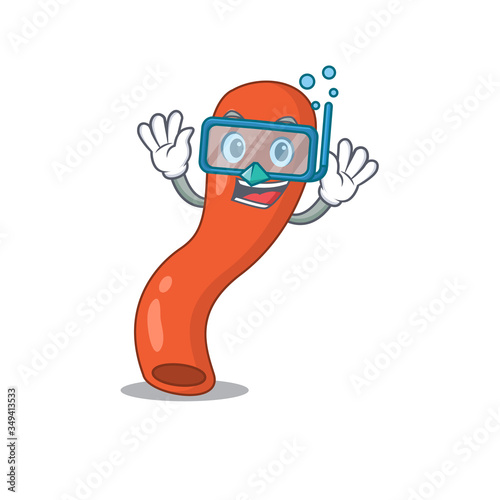 Appendix mascot design swims with diving glasses photo