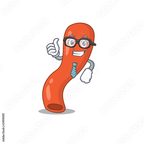 cartoon drawing of appendix Businessman wearing glasses and tie